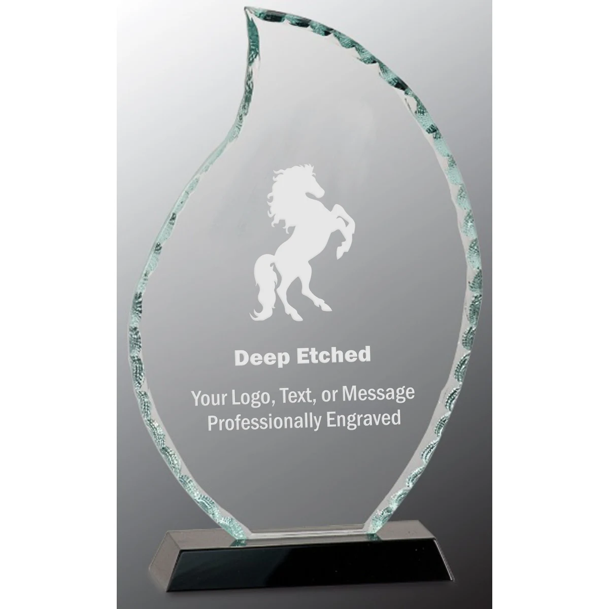 9 1/2" Flame Facet Glass Award on Black Base 1