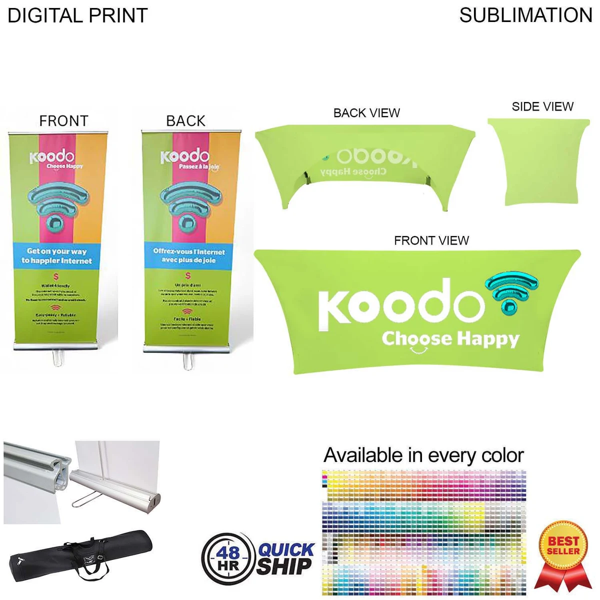 48Hr Quick Ship - Supreme Tradeshow Package, Banner (DP783) + Stretch fit tablecloth 6' (SU577) 1