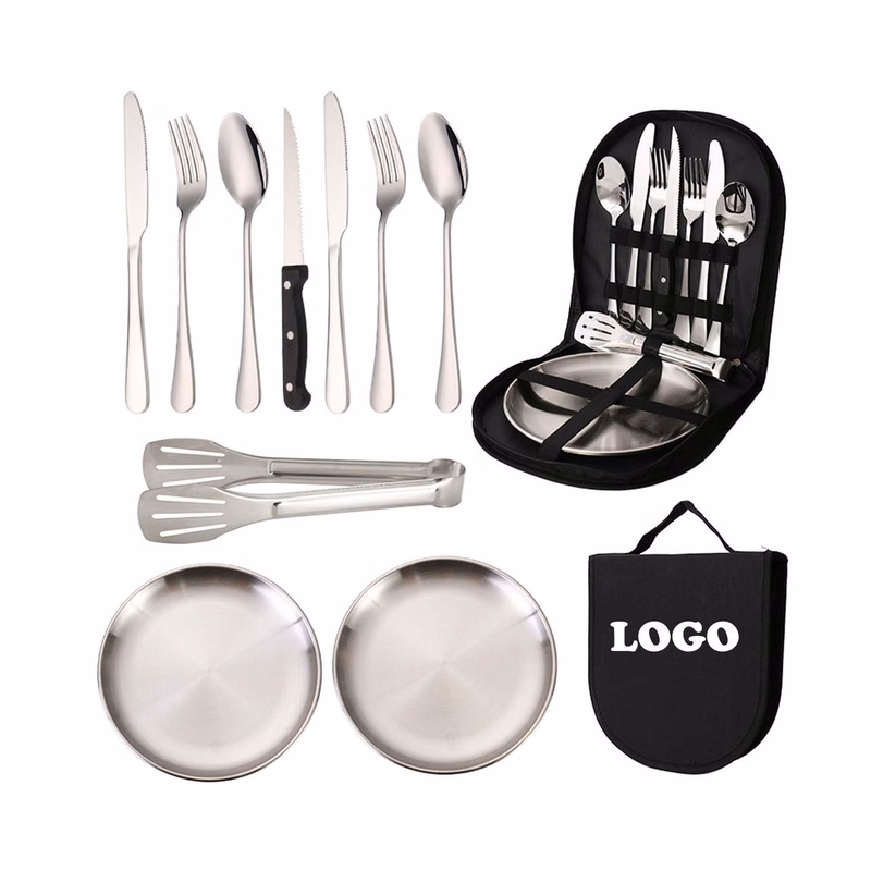 MOQ 5 Piece Stainless Steel Outdoor Tableware Set