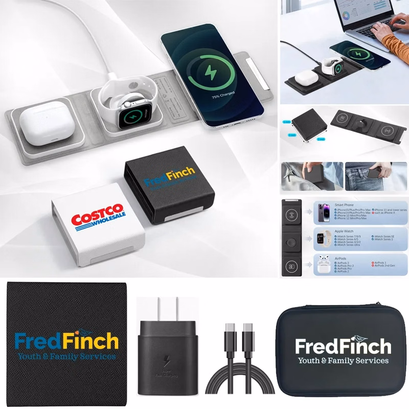 3  in 1 Foldable  Wireless Charging Pad