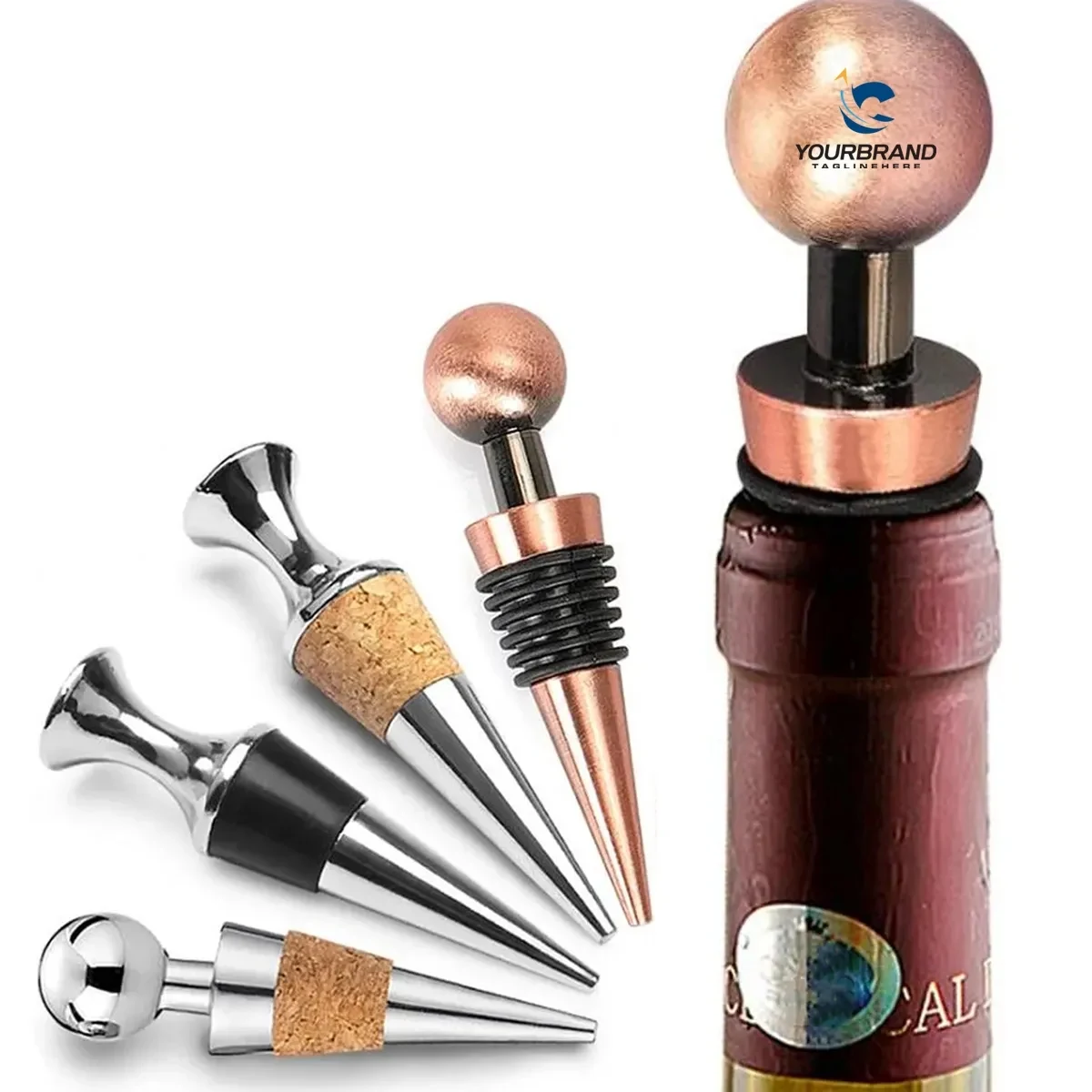 Chrome Plated Cork Stainless Steel Wine Bottle Stopper 1
