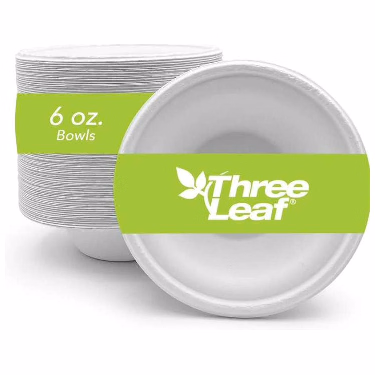 Three Leaf 6oz. Bagasse Bowls 50 Pack