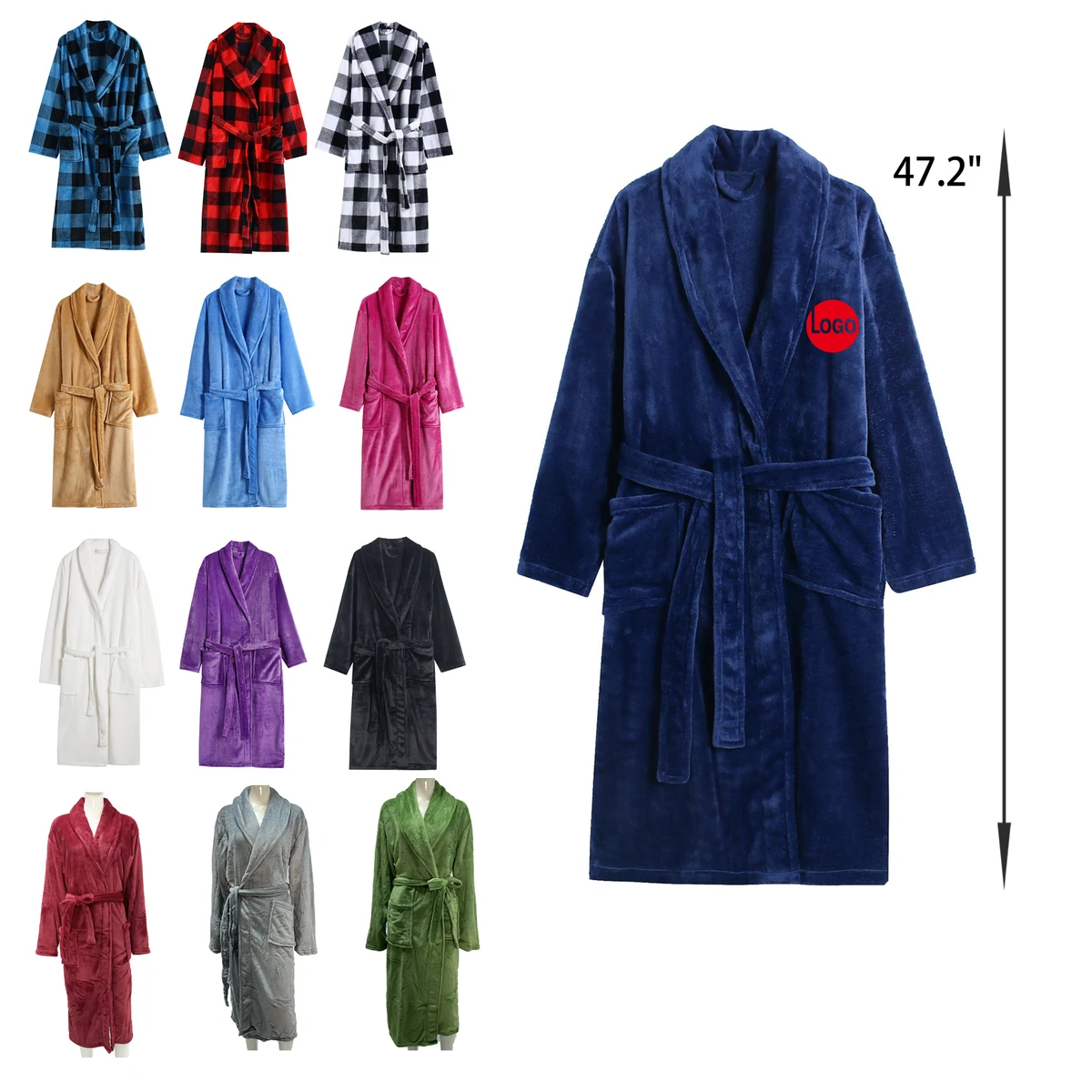 MOQ 25 PCS Soft Long Flannel Nightgown Bathrobe 1