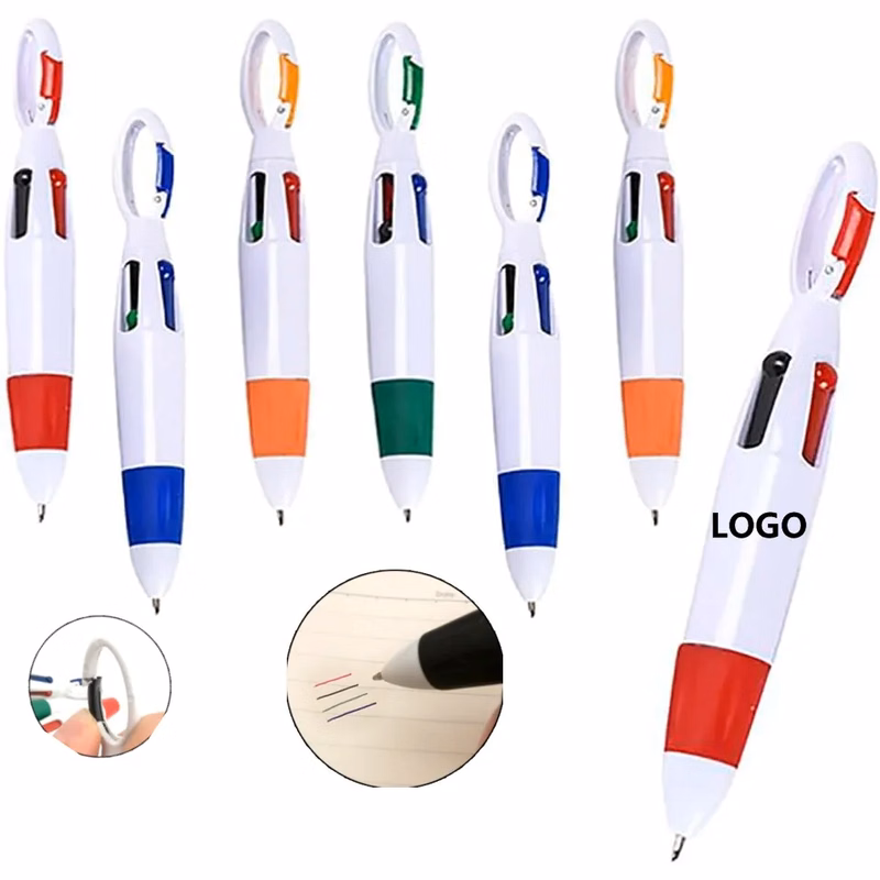 4-Color Pen With Carabiners Clip