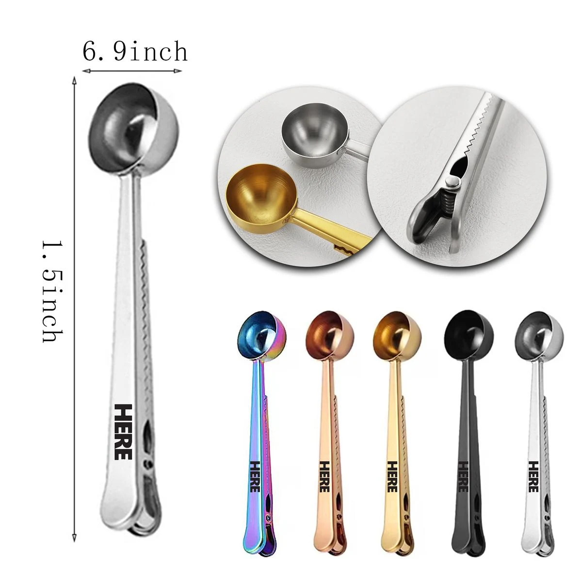 Multifunctional Standard Capacity Stainless Steel Coffee Scoop With Clip 1