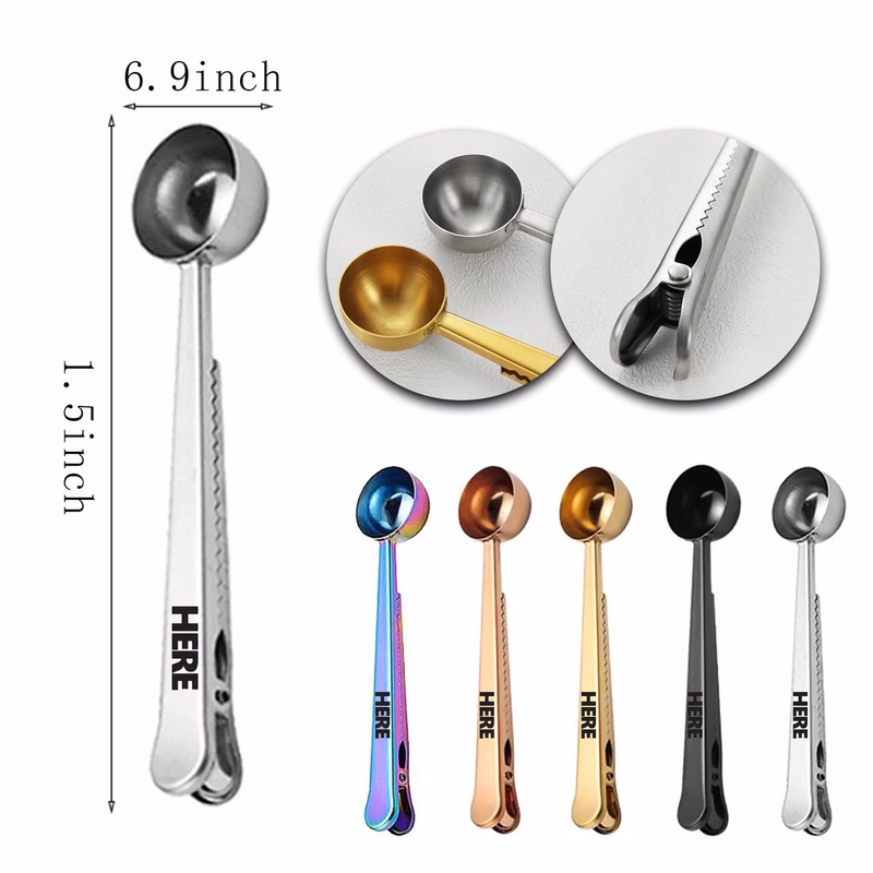 Multifunctional Standard Capacity Stainless Steel Coffee Scoop With Clip