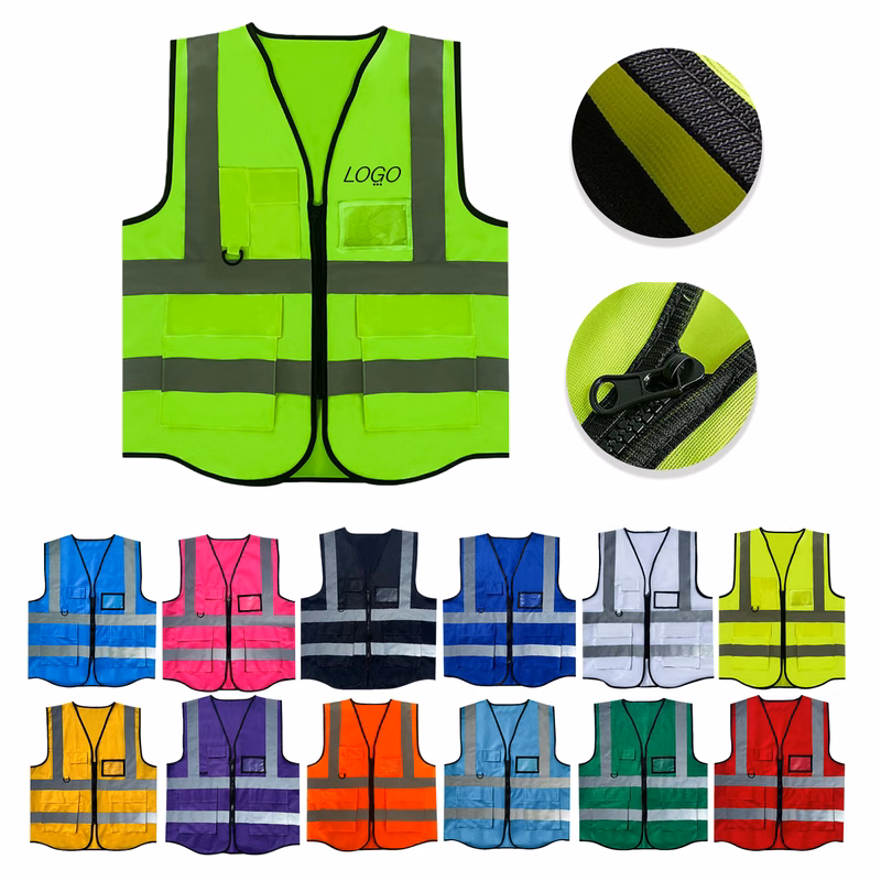 Reflective Safety Mesh Vest with Pocket and Zipper