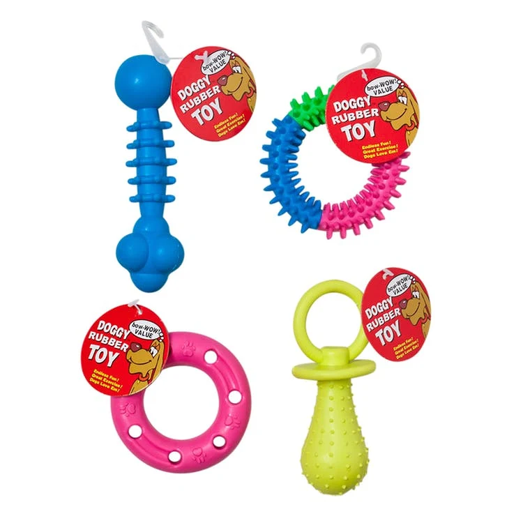 Doggy Rubber Toys - 4 Designs Small to Medium Dogs 1