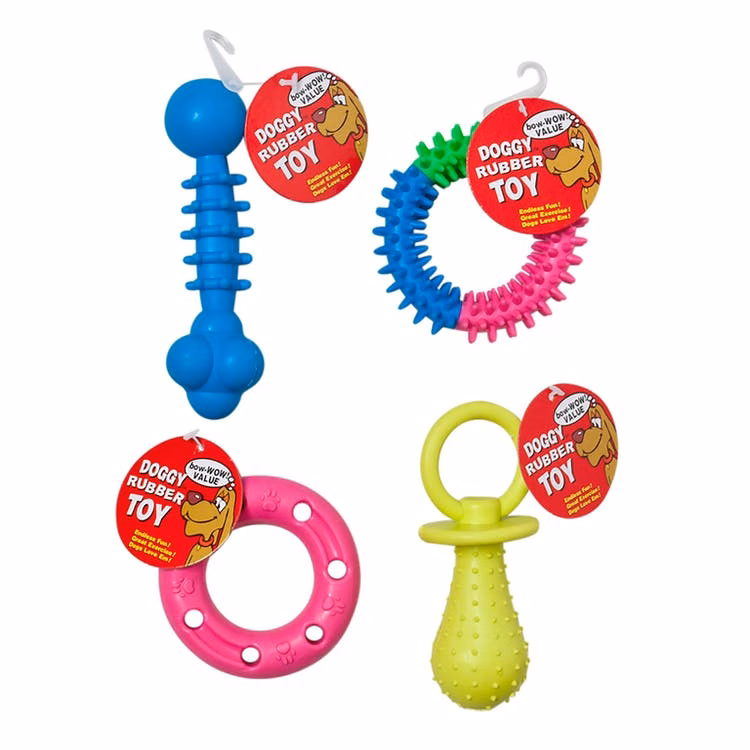 Doggy Rubber Toys - 4 Designs Small to Medium Dogs