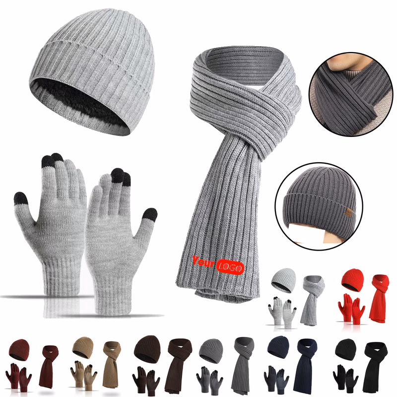 3-in-1 Gift Set: Hat, Scarf, and Touchscreen Gloves