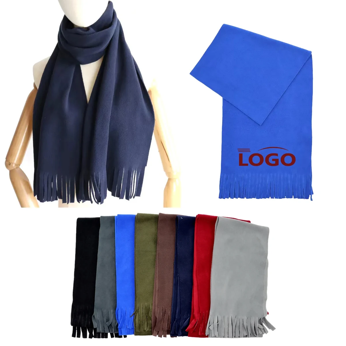Polar Fleece Tassels Scarf MOQ 100PCS 1