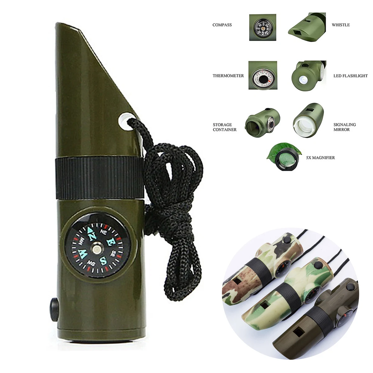 7 In 1 Multifunctional Outdoor tool With Whistle & LED Light 1