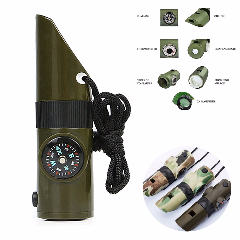 7 In 1 Multifunctional Outdoor tool With Whistle & LED Light