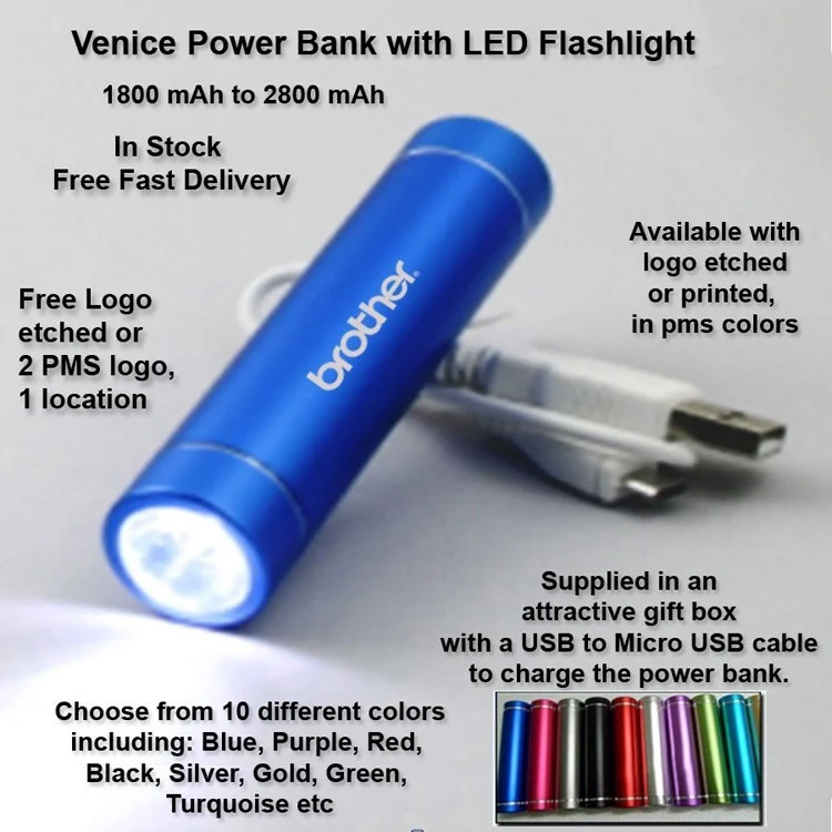 Venice Power Bank with LED Light - 3000 mAh 1