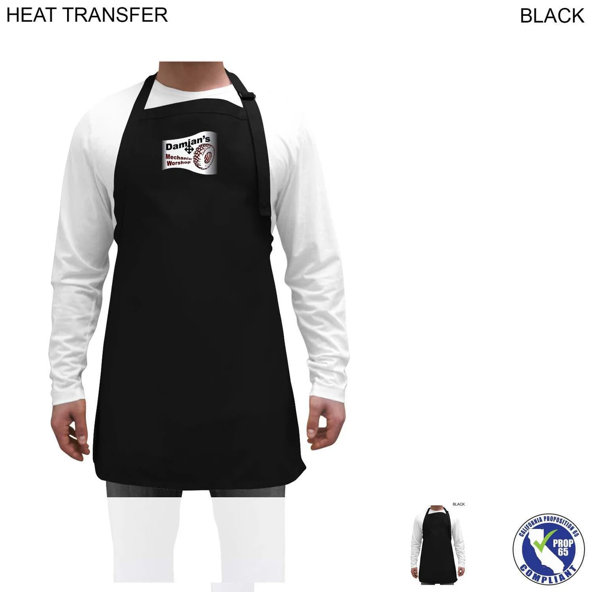 Twill Bib Apron, 25x28, No Pockets, Adjustable Neck, Heat Transfer logo, In Stock 1