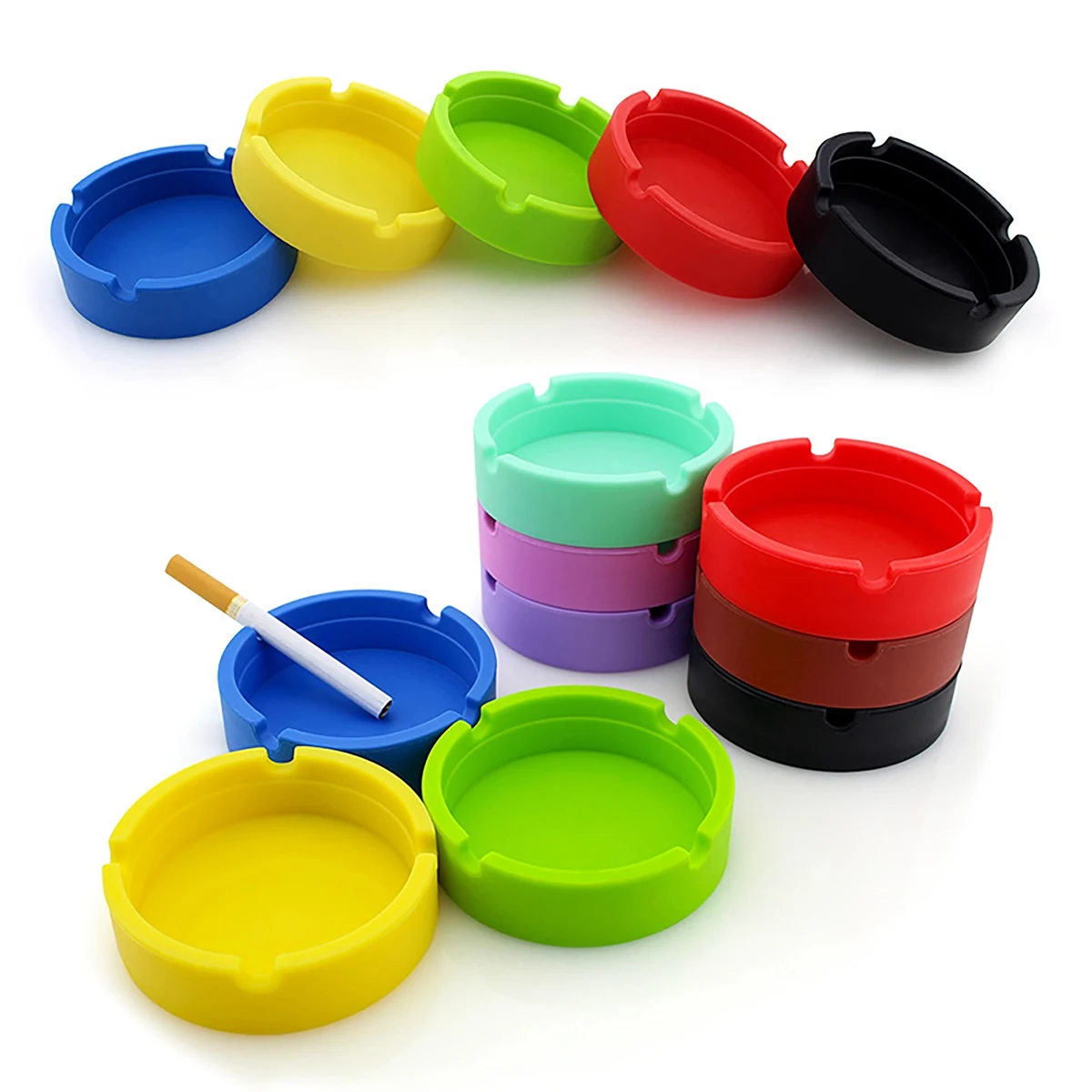Color High Temperature Resistant Silicone Round Ashtrayr 1