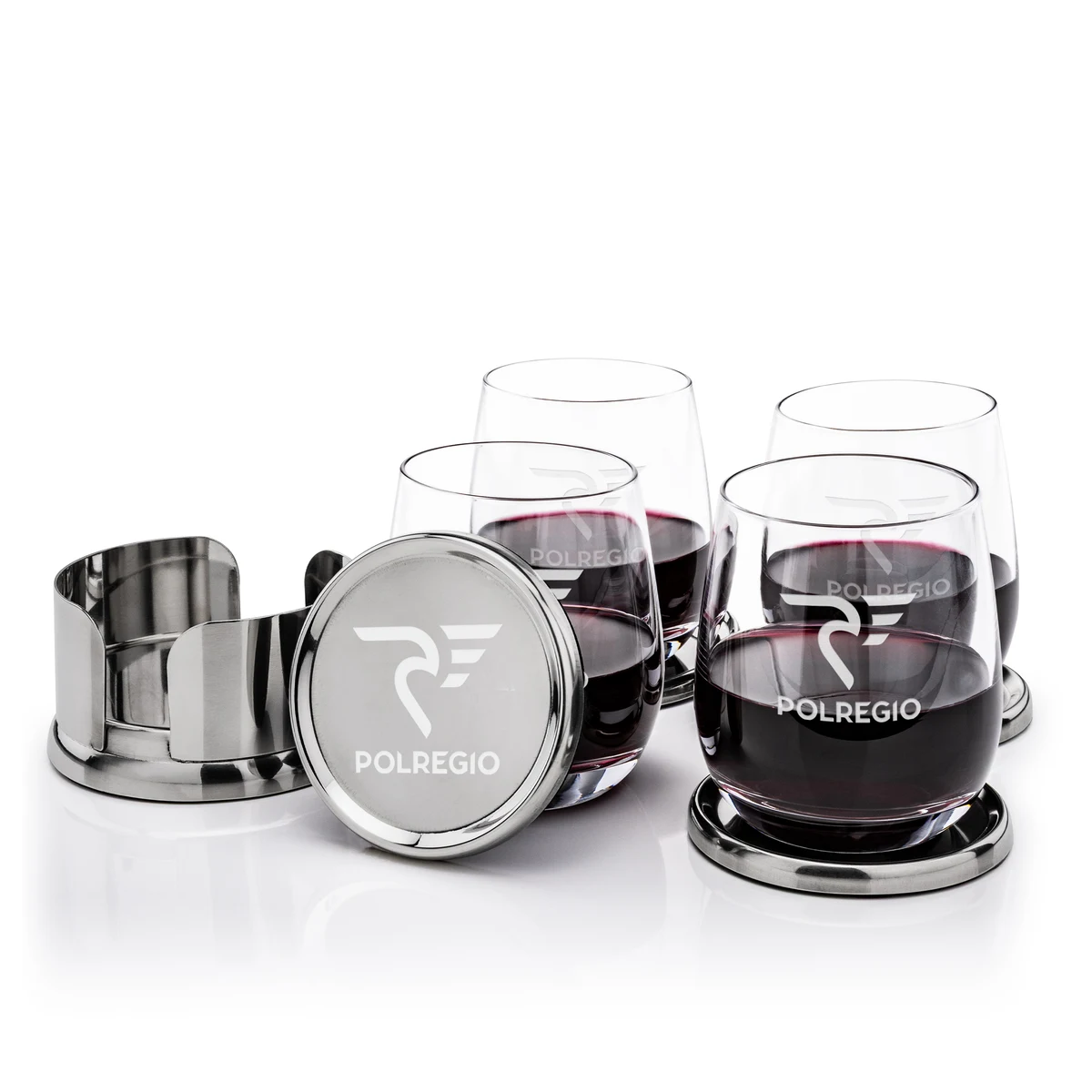 Baldoni Coasters & Crestview Stemless Wine Set 1