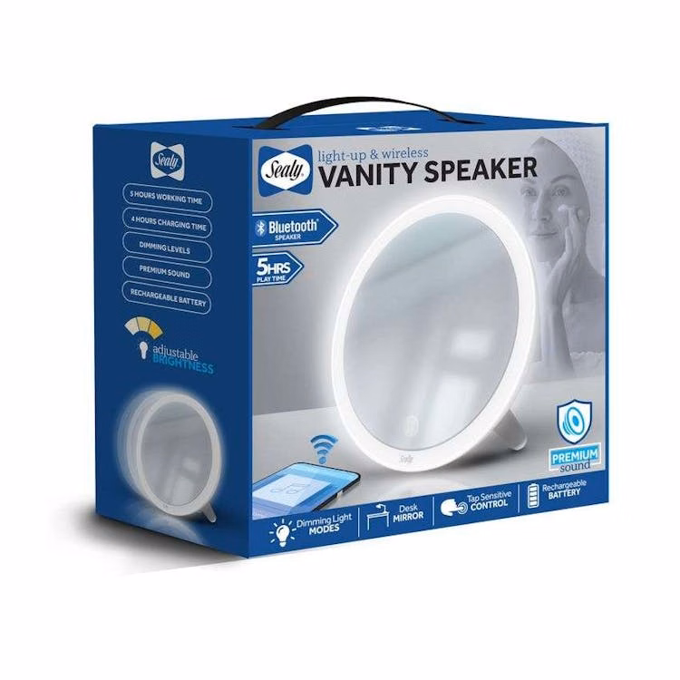 LED Vanity Mirror With Bluetooth Speaker - White