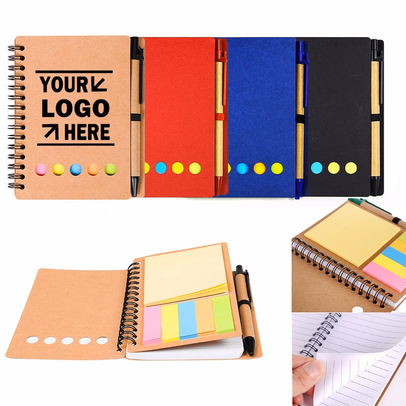 Eco-Friendly Spiral Sticky Flag Notepad W/ Pen