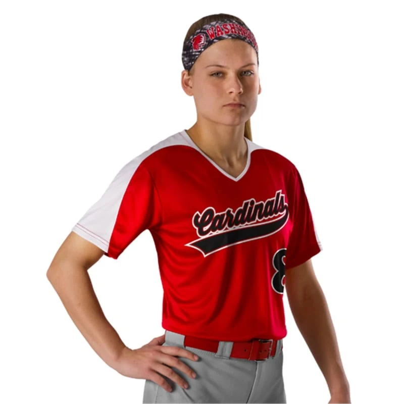 Alleson Athletic Girls' V-Neck Fastpitch Jersey - 558VG 1