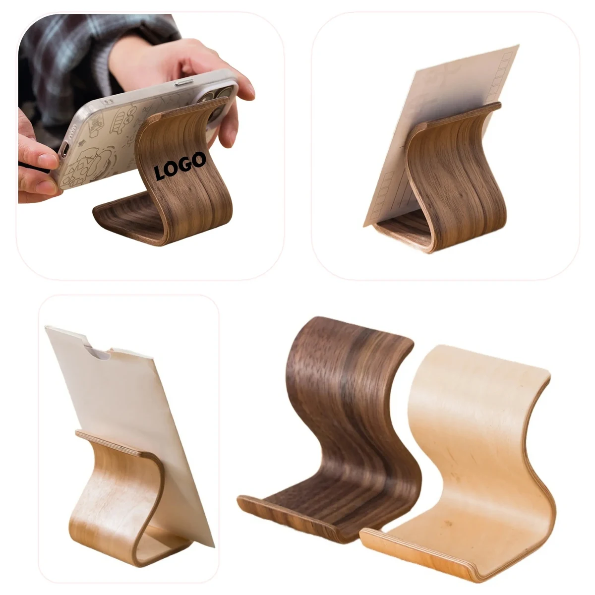Solid Wood Phone Stand Desk Holder 1