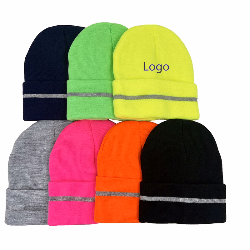 Vivid Knit Beanie with Reflective Stripe