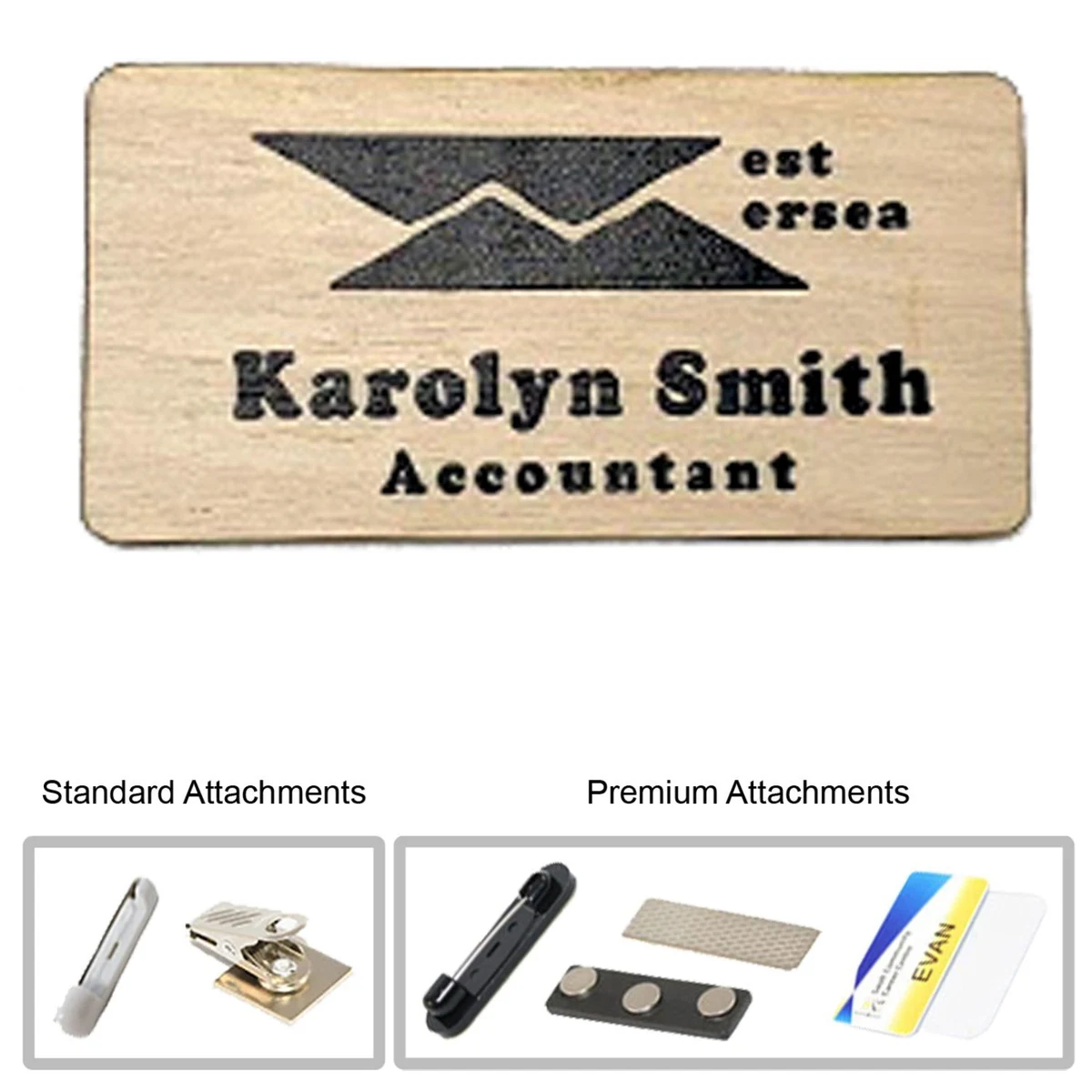 3"W x 1.25"H Printed Wood Badge 1