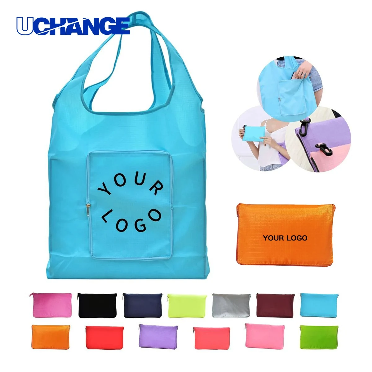 Foldable Tote Bag Carrier Large Capacity for Retail, custom tote bag with logo imprint 1