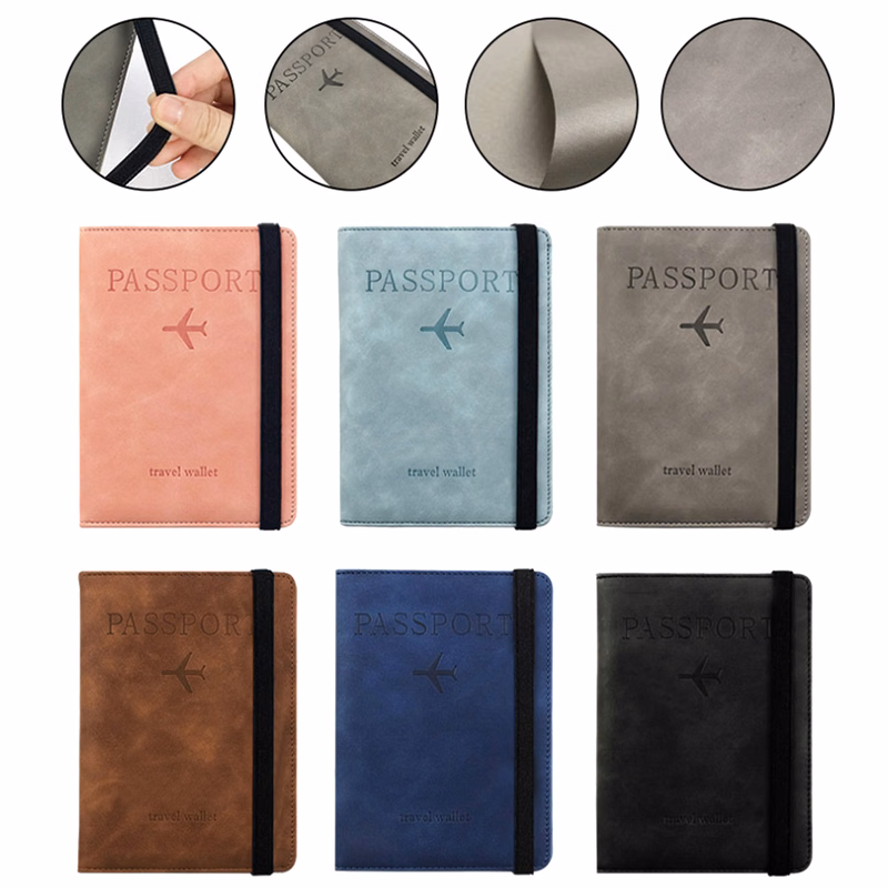 PU Leather RFID Blocking Travel Passport Holder