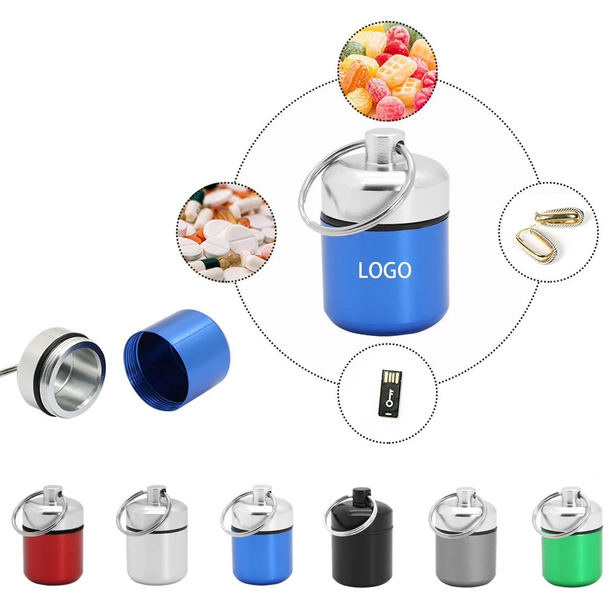 Aluminium Pill Organizer w/ Key Ring 1