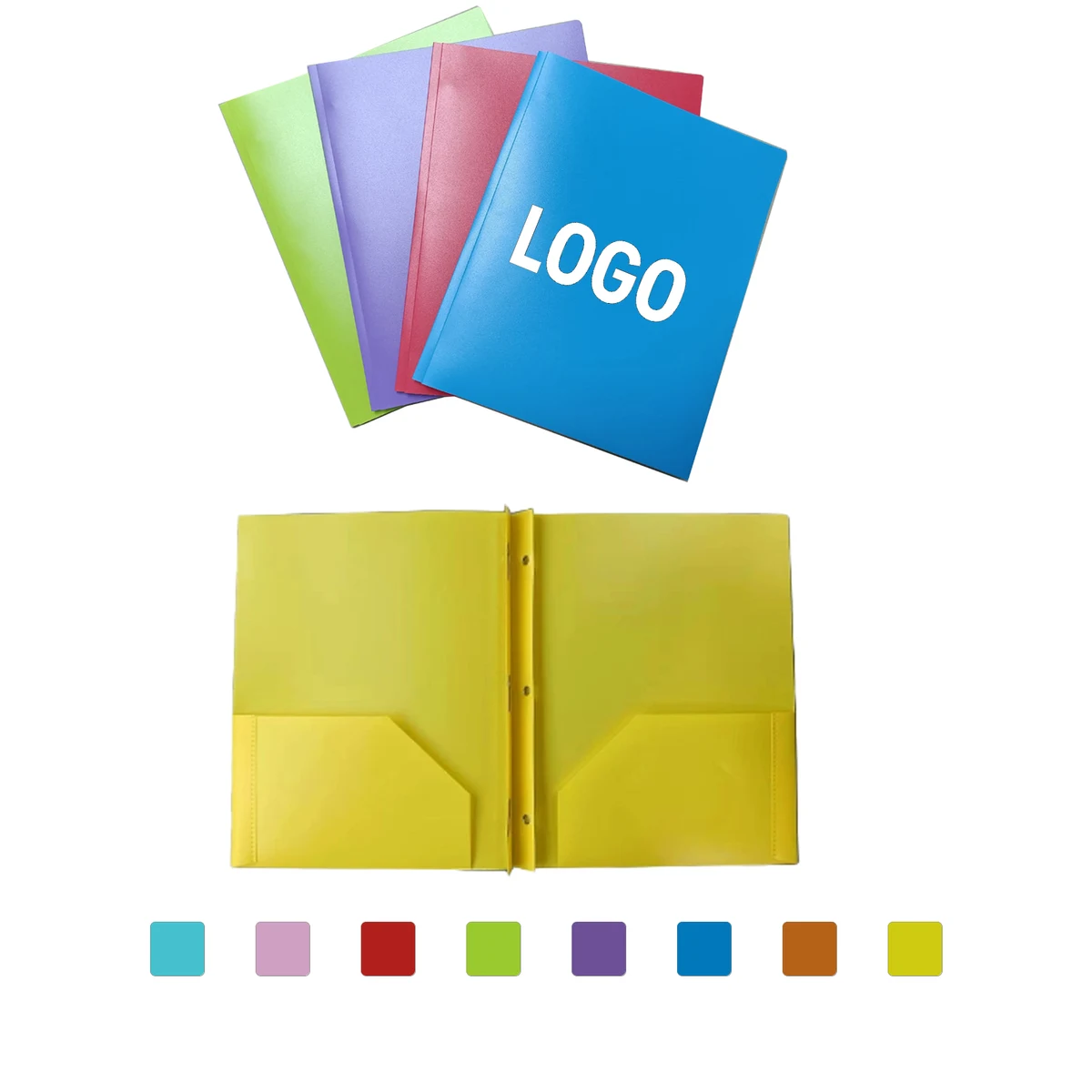 Customizable PP Document Folder With Two Pockets And Prongs 1