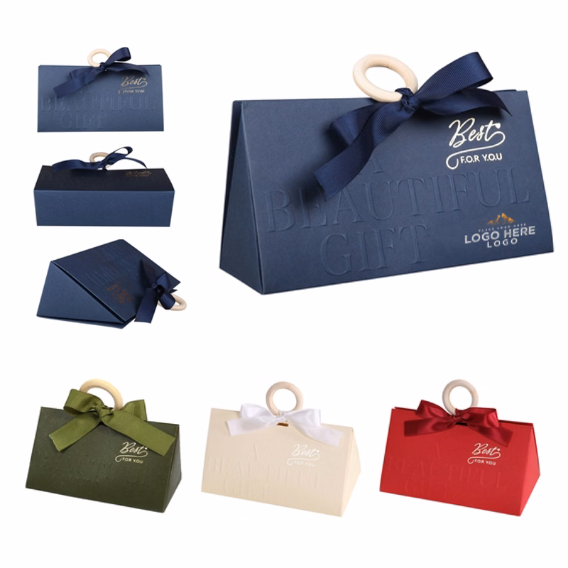 MOQ 50 Elegant Wedding Candy Box with Satin Ribbon Favor Gift