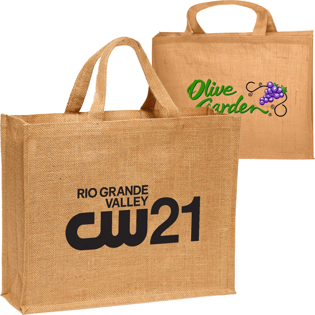 Large Recyclable Grocery Jute Tote Bag W/ Gusset (16" x 14" x 6") 1
