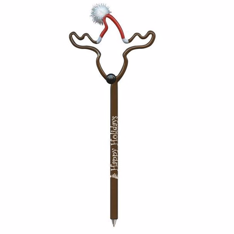 Reindeer with Santa Hat Multi-Color Inkbend Standard, Bent Pen