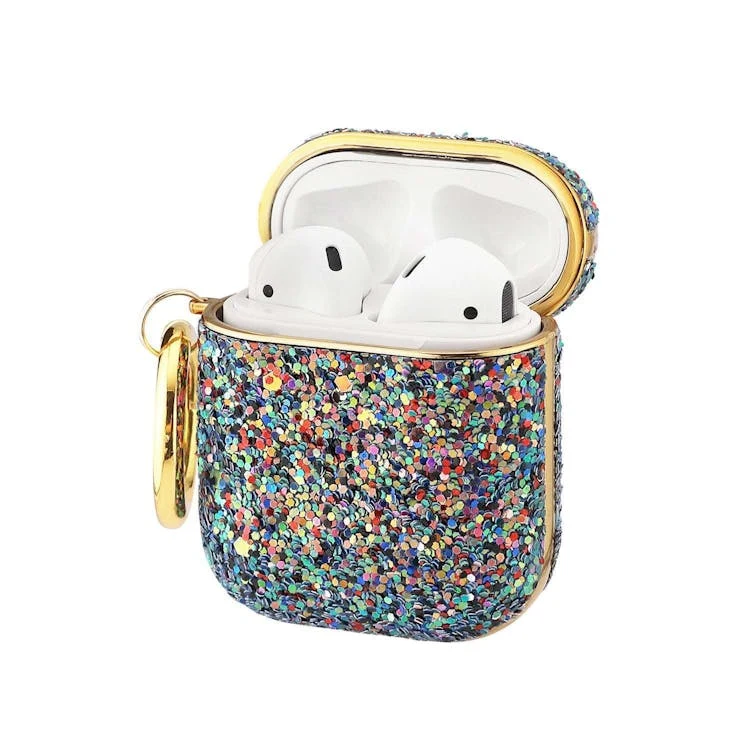 AirPods Cases - Purple Sparkle with Clip 1