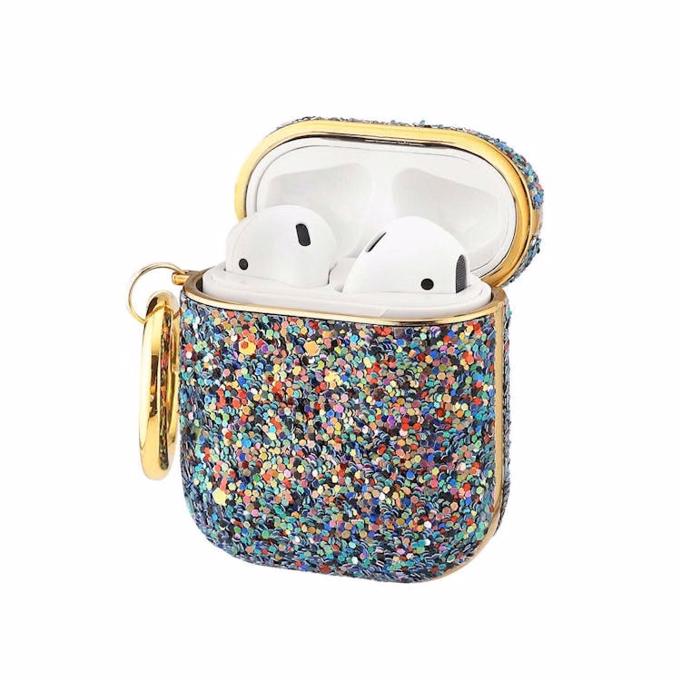 AirPods Cases - Purple Sparkle with Clip