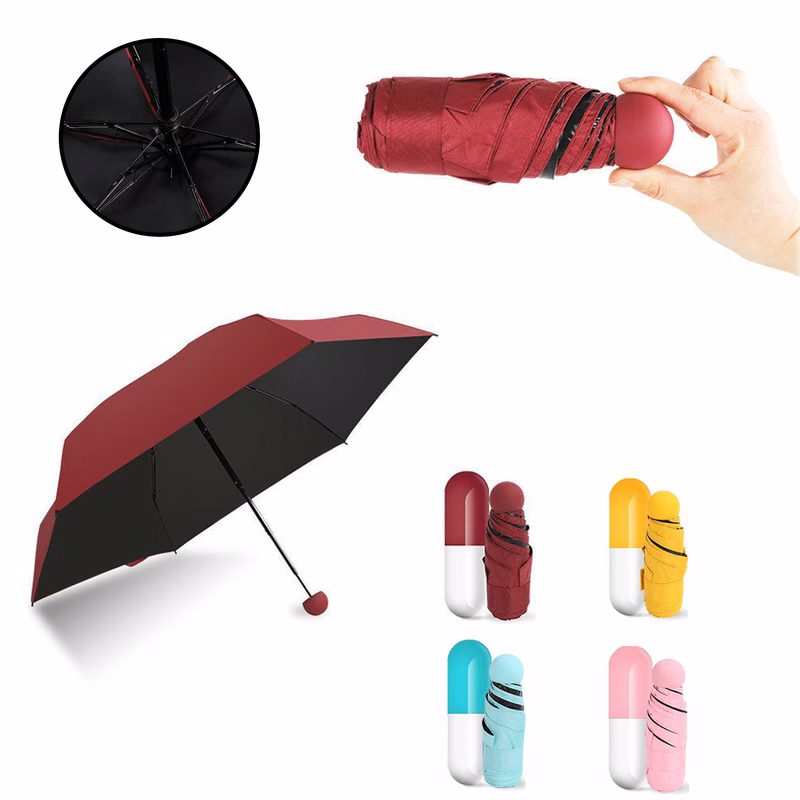 Mini Windproof Sun And Rain Pocket Capsule Umbrella MOQ 1pcs