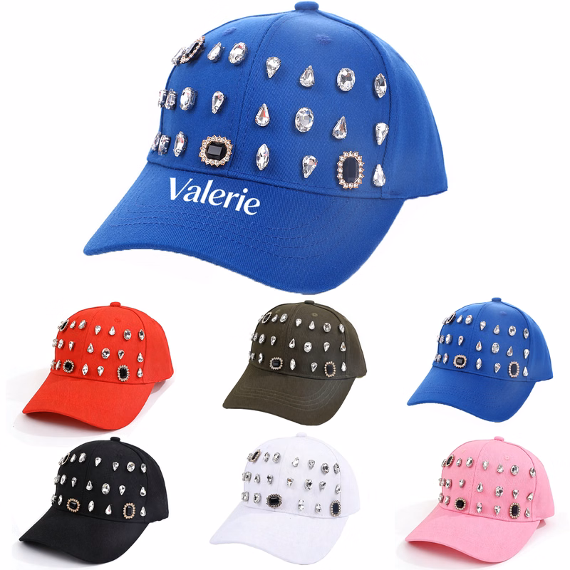 Handmade Rhinestone Embellished Baseball Cap
