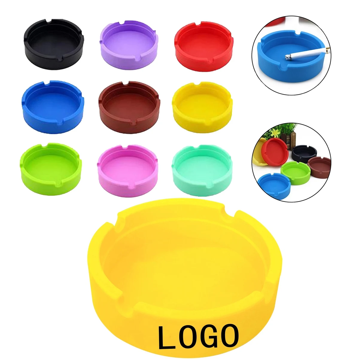 Round Portable Silicone Household Ashtray 1