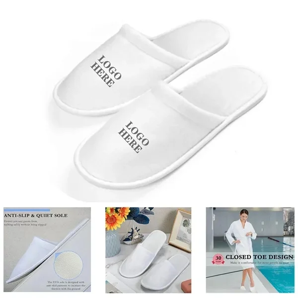 Custom One-Size Fabric Slippers with Slip-Resistant Sole — Hospitality & Travel Promo 1