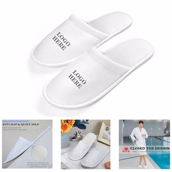 Custom One-Size Fabric Slippers with Slip-Resistant Sole — Hospitality & Travel Promo