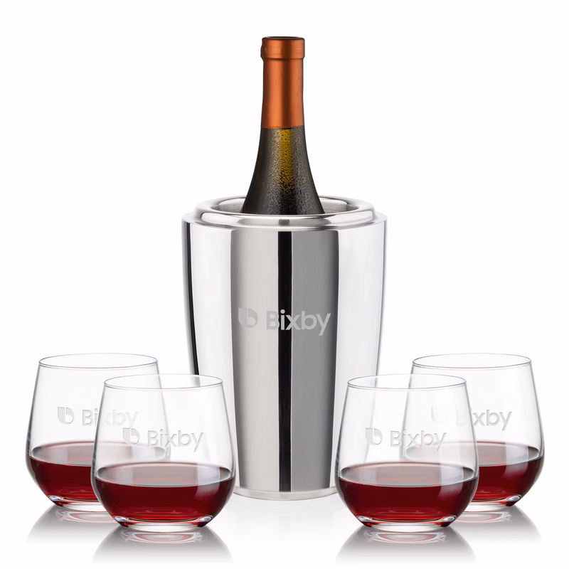 Pescara Wine Cooler & Garland Stemless Wine Set