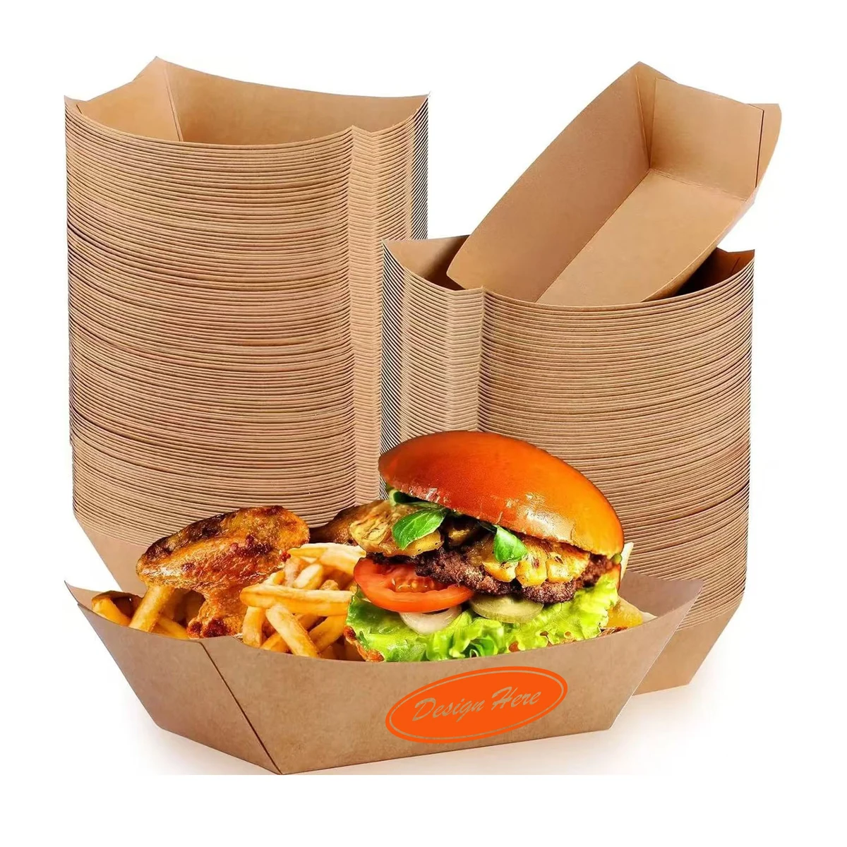 Sustainable Kraft Paper Boat Box for Fries & Fast Food Use 1