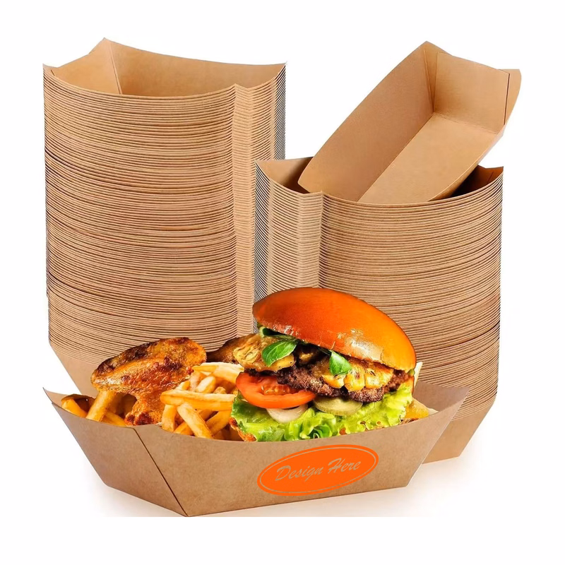 Sustainable Kraft Paper Boat Box for Fries & Fast Food Use
