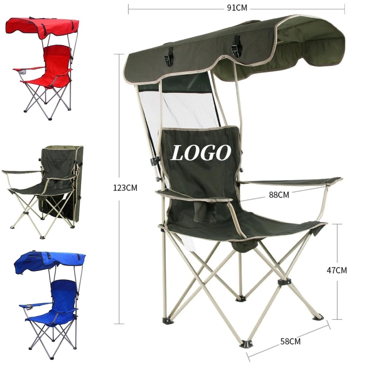 Foldable Beach Chair w/ Sunshade 1