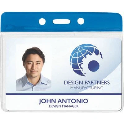 Vinyl Horizontal Top Load Badge Holder (4.10"x 3.5")(Blue) 1