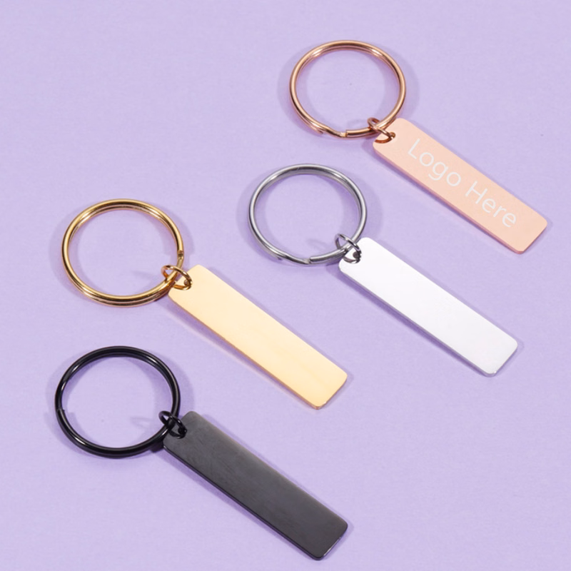 Rectangular Stainless Steel Tag Keychain
