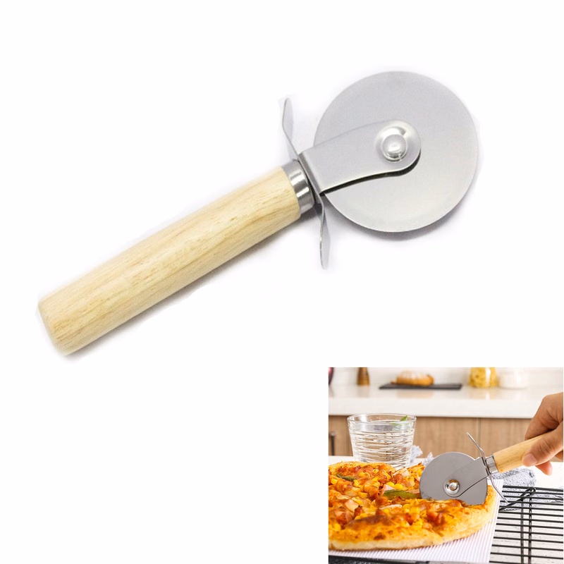 Pizza Cutter Stainless Steel Wooden Handle Pastry Dough Cut Tool Kitchen Baking Tools
