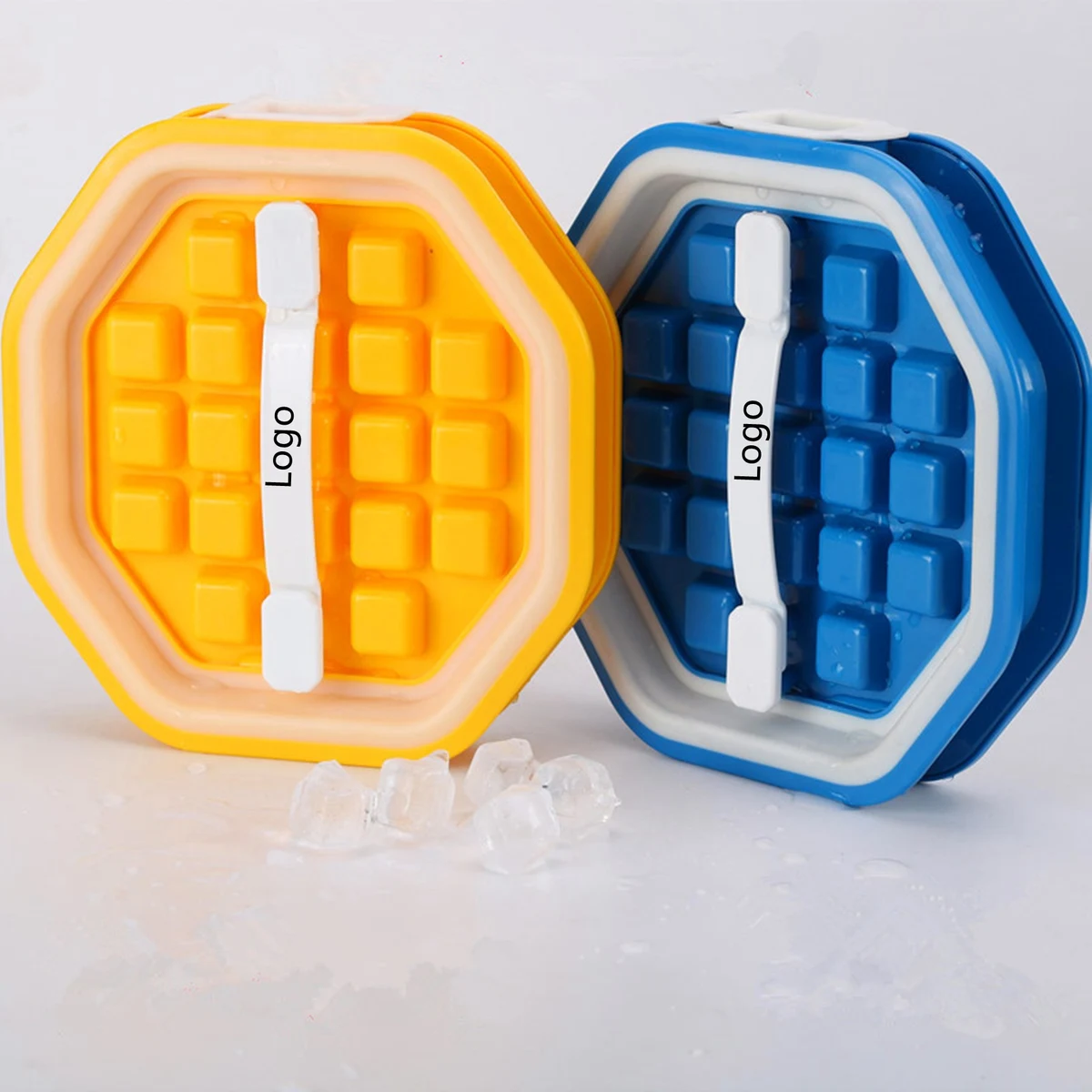2 in 1 Portable Ice Ball Maker w/ Easy Release & Lid Silicone Ice Cube Mold--Octagon Shape 1