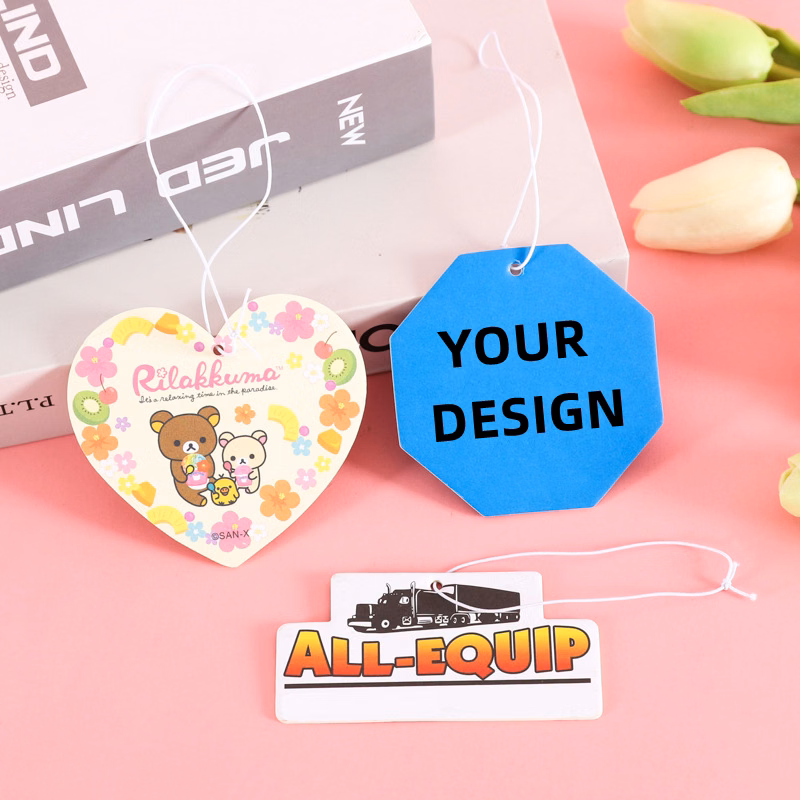 Custom Size/shape Full Color Paper Air Freshener up to 10 sq inches